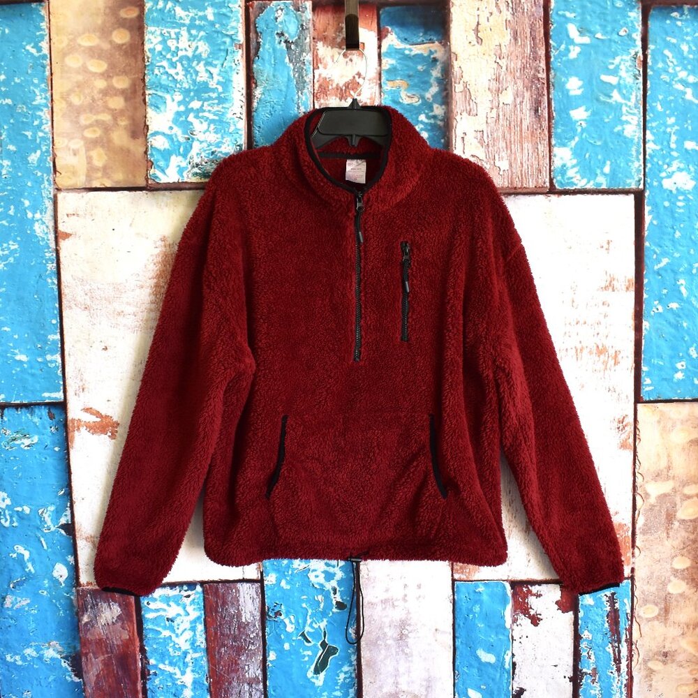 Women's No Boundaries Juniors Plush Half Zip Pullover Long Sleeve 3XLARGE Red